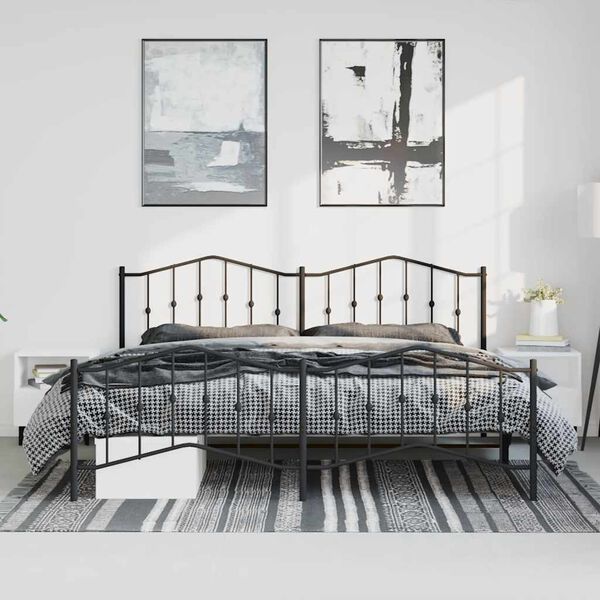 vidaXL Estructura cama sin colchón con estribo metal negro 193x203 cm