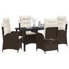 vidaXL Conjunto de Comedor de Jard&iacute;n 5 pcs Marr&oacute;n rat&aacute;n sint&eacute;tico