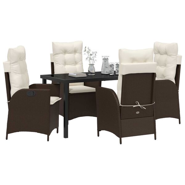 vidaXL Conjunto de Comedor de Jard&iacute;n 5 pcs Marr&oacute;n rat&aacute;n sint&eacute;tico