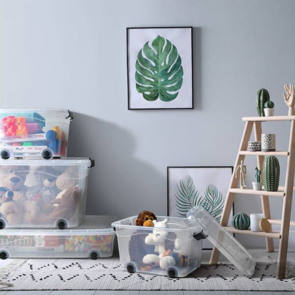 vidaXL Cajas de almacenamiento con tapa 2 unidades transparente 40 L