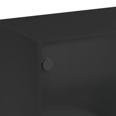 vidaXL Armario auxiliar con puertas de vidrio negro 68x37x75,5 cm