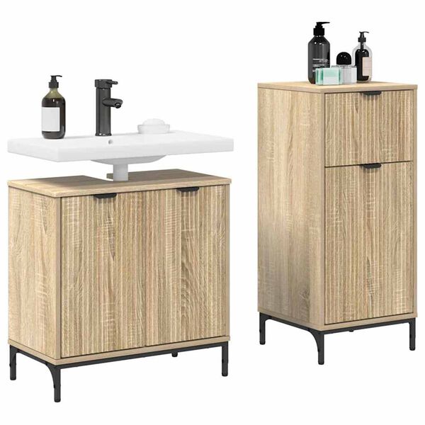 vidaXL Juego de muebles de ba&ntilde;o con caj&oacute;n 2 pcs Roble Sonoma