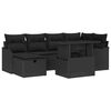vidaXL Conjunto de sof&aacute; de jard&iacute;n 7 uds. Negro rat&aacute;n sint&eacute;tico
