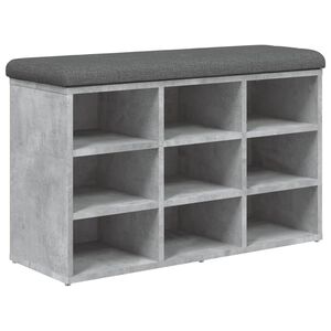 vidaXL Banco zapatero madera de ingeniería gris hormigón 82x32x50 cm