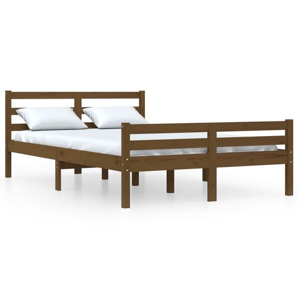 vidaXL Estructura cama sin colch&oacute;n madera maciza marr&oacute;n miel 150x200cm