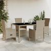vidaXL Set comedor de jard&iacute;n 5 pzas con cojines rat&aacute;n sint&eacute;tico beige
