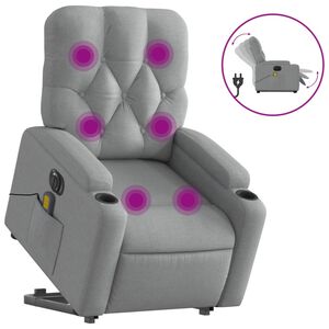 vidaXL Sill&oacute;n de masaje el&eacute;ctrico reclinable elevable tela gris claro