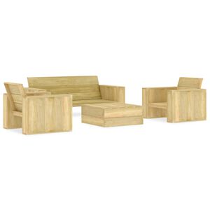 vidaXL Juego de muebles de jard&iacute;n 4 piezas madera de pino impregnada