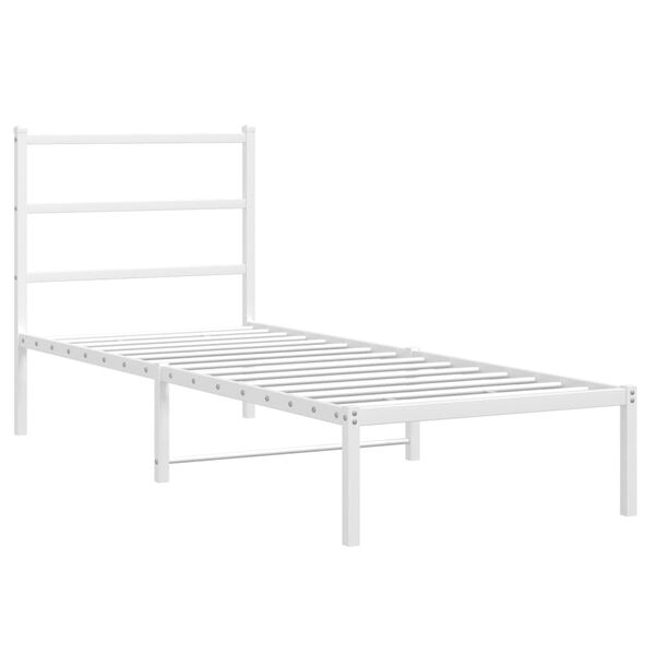 vidaXL Estructura cama sin colch&oacute;n con cabecero metal blanco 75x190 cm