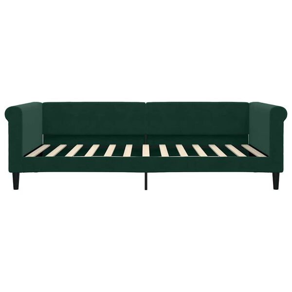 vidaXL Sof&aacute; cama con colch&oacute;n terciopelo verde oscuro 100x200 cm