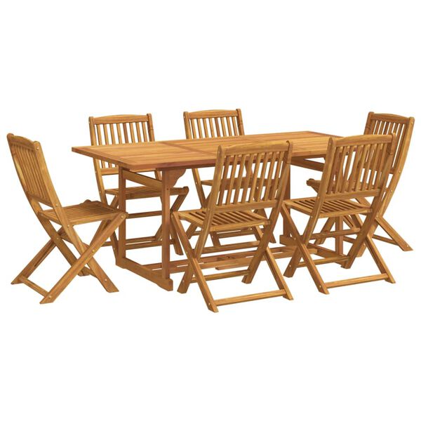 vidaXL Juego comedor de jard&iacute;n 7 pzas madera maciza acacia 180x90x75cm