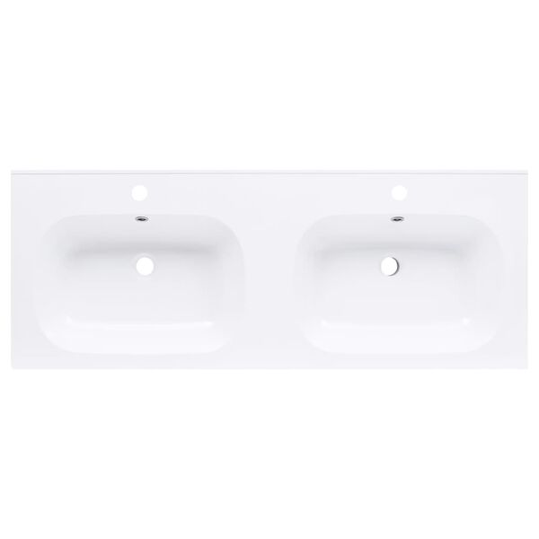 vidaXL Lavabo empotrado doble SMC blanco 1205x460x145 mm