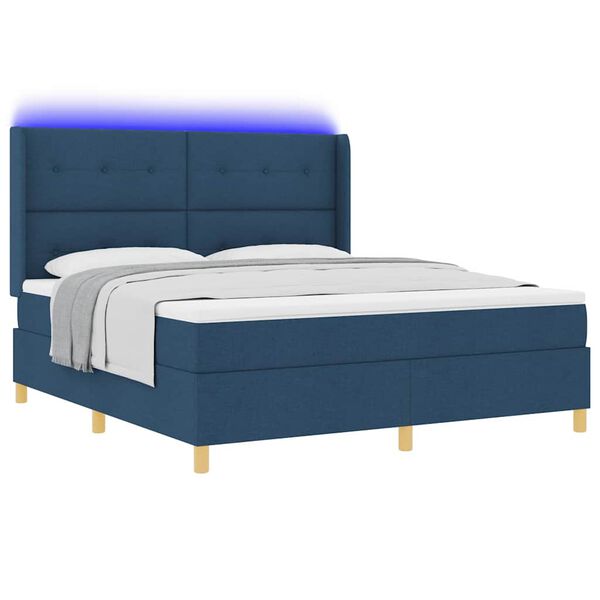 vidaXL Cama tipo Box Spring con colch&oacute;n Azul 180 x 200 cm tela