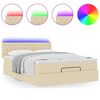 vidaXL Cama otomana con colch&oacute;n LED crema 140x190 cm tela