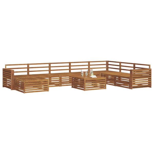 vidaXL Juegos de sof&aacute;s 9 pcs Natural Madera de Acacia S&oacute;lida