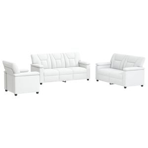 vidaXL Juego de Sof&aacute; 3 pcs Blanco Cuero sint&eacute;tico