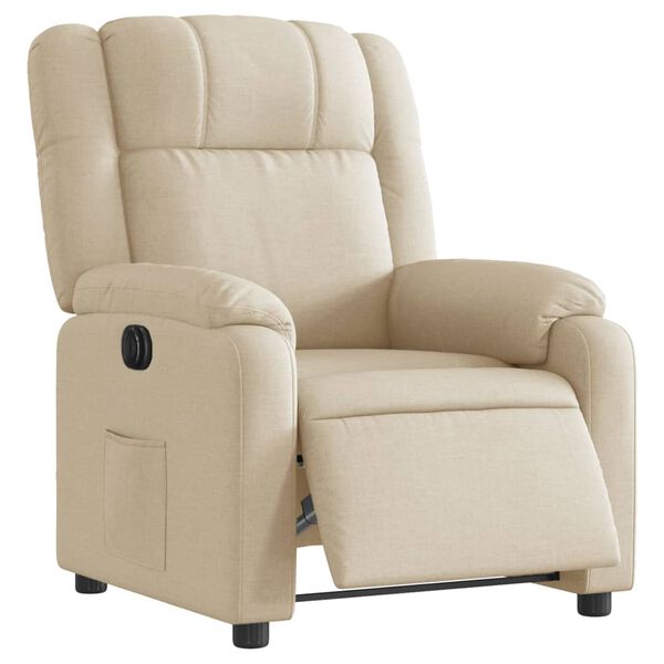 vidaXL Sill&oacute;n reclinable el&eacute;ctrico de tela crema