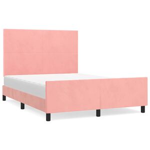 vidaXL Estructura de cama sin colch&oacute;n terciopelo rosa 140x190 cm