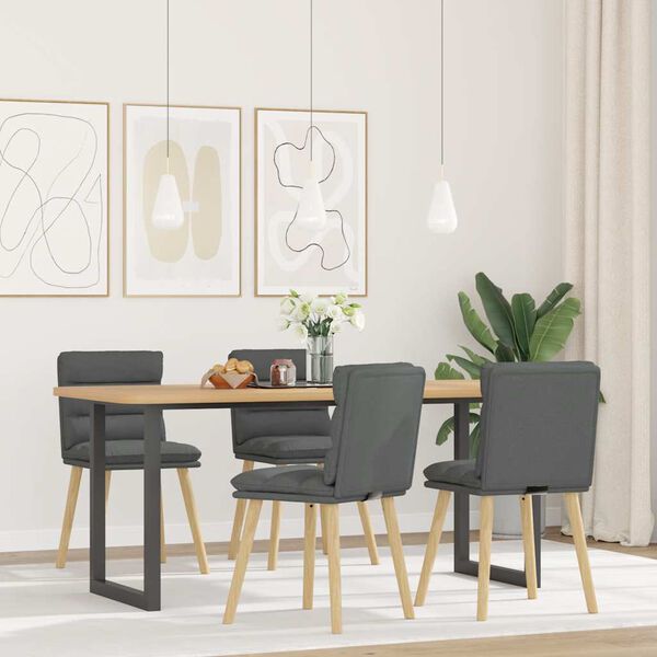 vidaXL Sillas de comedor giratorias 4 unidades tela gris oscuro
