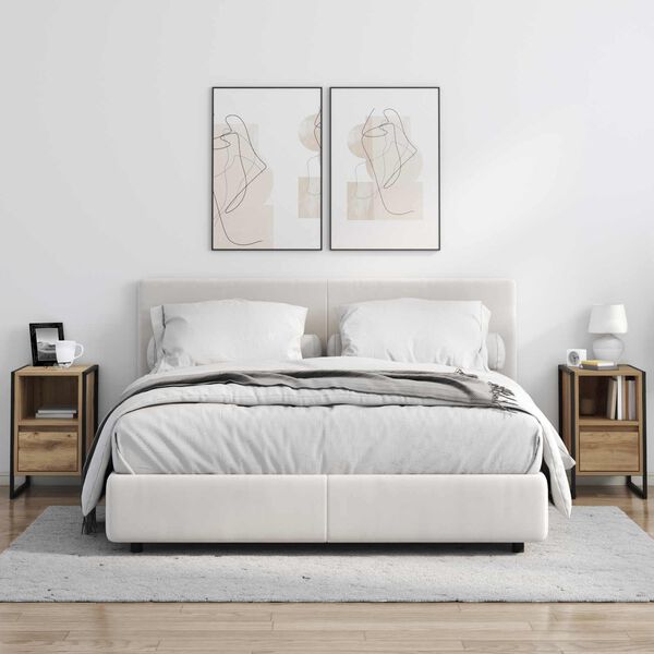 vidaXL Mesa de Noche con caj&oacute;n Roble Artesanal 39,5 x 30 x 50 cm