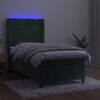 vidaXL Cama box spring colch&oacute;n y LED terciopelo verde oscuro 100x200cm
