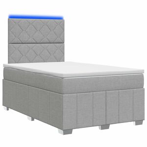 vidaXL Cama de muelles con LED y colch&oacute;n Gris Claro 120 x 190 cm Tela