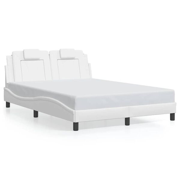 vidaXL Estructura de cama Viana sin colch&oacute;n cuero sint&eacute;tico blanco 120x200cm