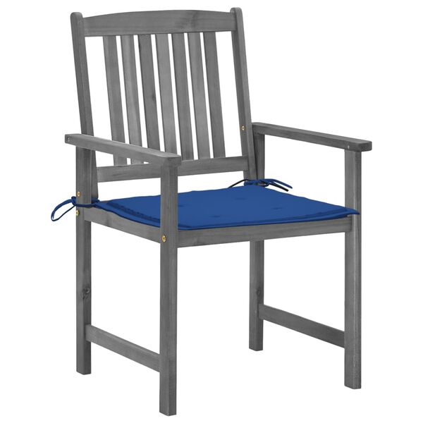 vidaXL Sillas de jard&iacute;n con cojines 4 uds madera maciza de acacia gris