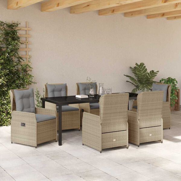 vidaXL Conjunto de Comedor de Jard&iacute;n 7 pcs Beige y Gris Claro
