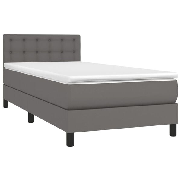 vidaXL Cama box spring y colchón LED cuero sintético gris 80x200 cm