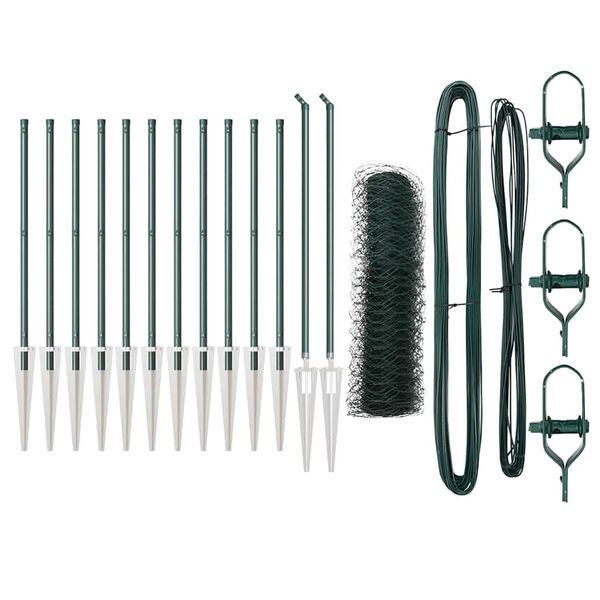 vidaXL Poste de Valla Verde 25 x 0,6 m (malla de 36 mm) Acero y PVC