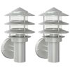 vidaXL Apliques de exterior 2 unidades acero inoxidable plateado
