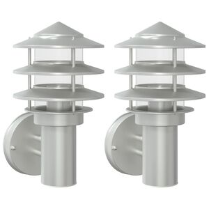 vidaXL Apliques de exterior 2 unidades acero inoxidable plateado