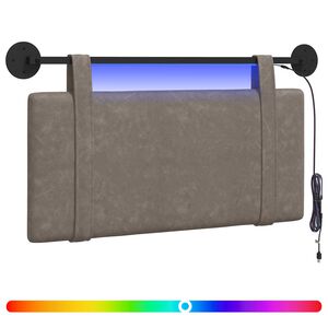 vidaXL Cabecero colgante Con luz LED Gris PU antiguo