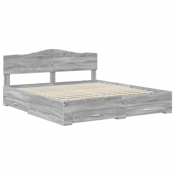 vidaXL Estructura de cama con cabecera Gris Sonoma 200 x 200 cm