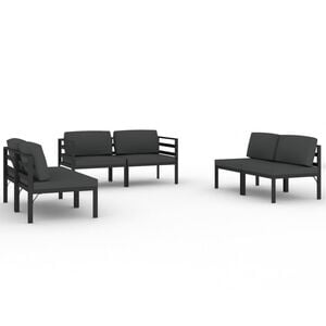 vidaXL Set muebles de jard&iacute;n 6 pzas y cojines aluminio gris antracita
