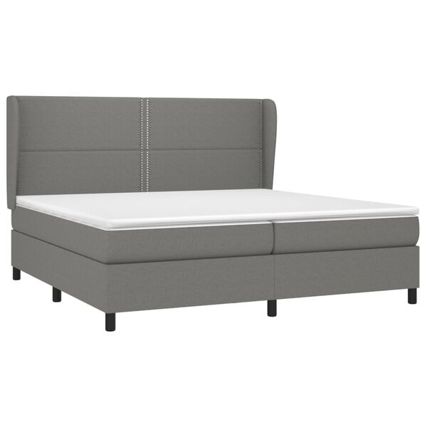 vidaXL Cama box spring con colch&oacute;n tela gris oscuro 200x200 cm