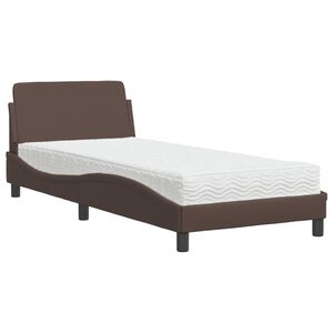 vidaXL Cama con colch&oacute;n Dover cuero sint&eacute;tico marr&oacute;n 80x200 cm