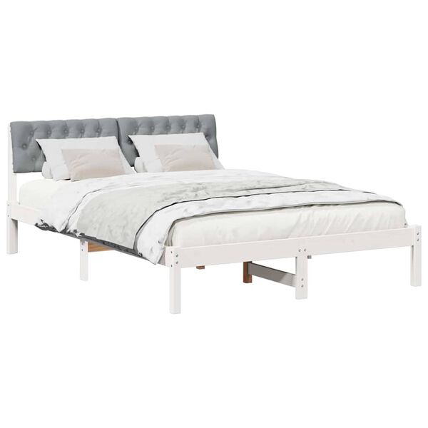 vidaXL Estructura de cama con cabecera y gris claro 140 x 190 cm