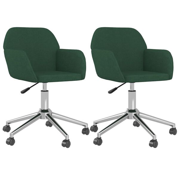 vidaXL Sillas de comedor giratorias 2 unidades tela verde oscuro