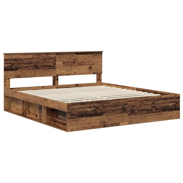 vidaXL Estructura de cama con cabecera Madera vieja 200 x 200 cm