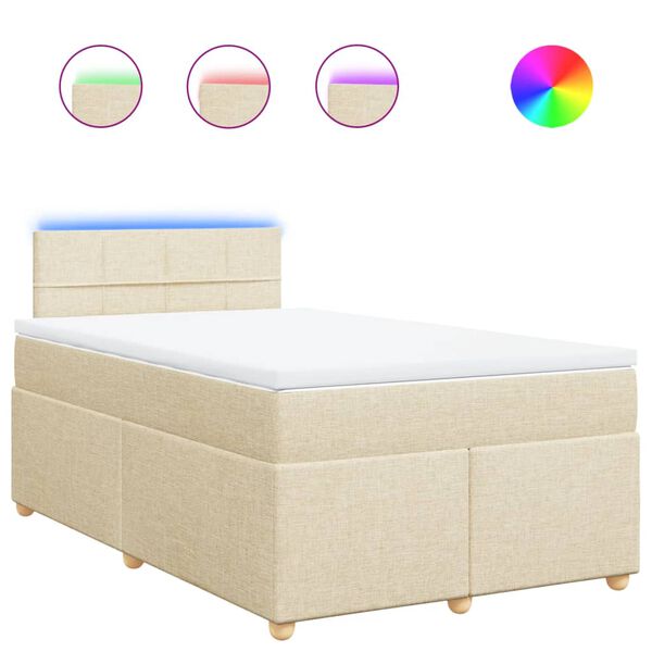 vidaXL Cama box spring con colch&oacute;n tela color crema 120x200 cm