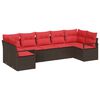 vidaXL Conjunto de sof&aacute;s de jard&iacute;n 7 uds. Marr&oacute;n y Rojo