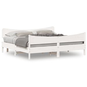 vidaXL Estructura de cama sin colch&oacute;n madera maciza blanca 200x200 cm