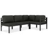 vidaXL Set muebles de jard&iacute;n 4 pzas y cojines aluminio gris antracita
