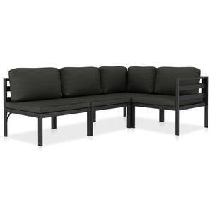 vidaXL Set muebles de jard&iacute;n 4 pzas y cojines aluminio gris antracita