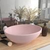 vidaXL Lavabo de lujo ovalado cer&aacute;mica rosa mate 40x33 cm