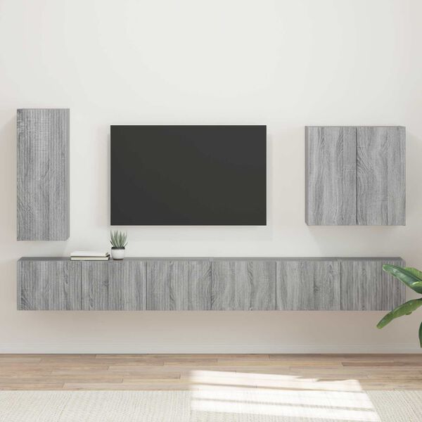 vidaXL Conjunto de mueble para TV de pared 6 pcs Gris Sonoma
