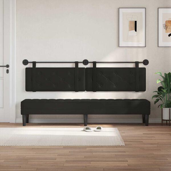 vidaXL Cabecera Colgante Negro 210 x 55 x 5 cm Cuero sint&eacute;tico