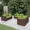 vidaXL Set muebles de jardín 6 piezas y cojines ratán sintético marrón